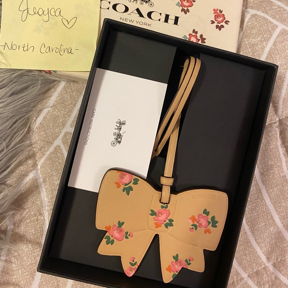SOLD - COACH floral bow bag charm, NWT!
